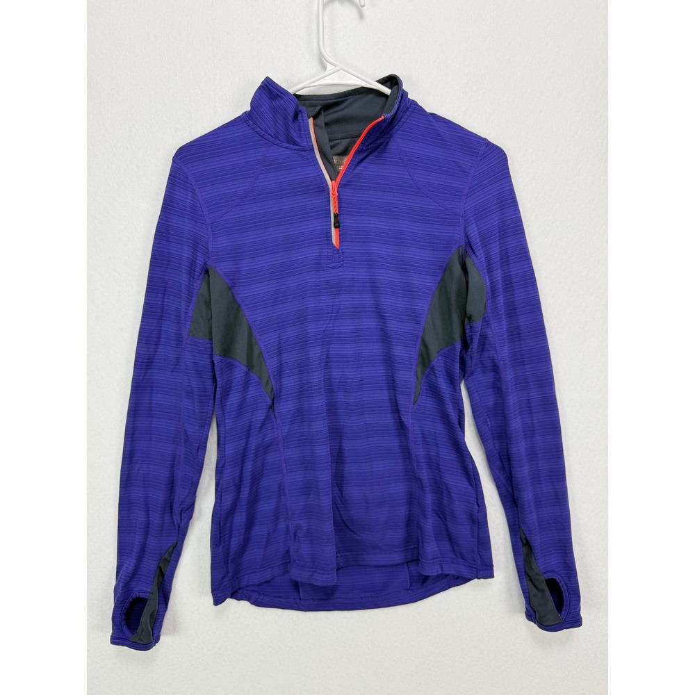 Mondetta 1/4 Zip Pullover Activewear Top Purple Women S Thumb Holes Zip Pockets